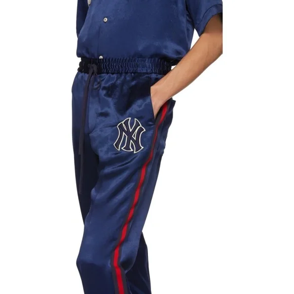 Gucci Men's Blue Ny Yankees Edition Patch Lounge Pants - Picture 11 of 14